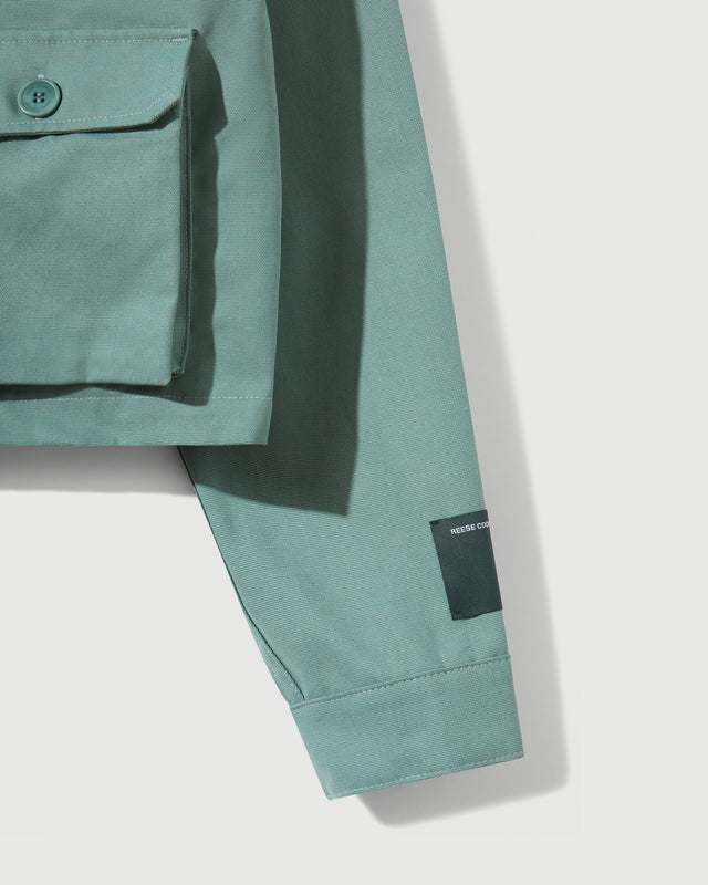 Reese Cooper RCI Reserve: Cargo Jacket In Green Cotton Canvas