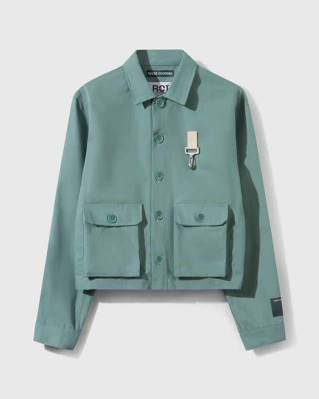 reese cooper RCI Reserve: Cargo Jacket in Green Cotton Canvas