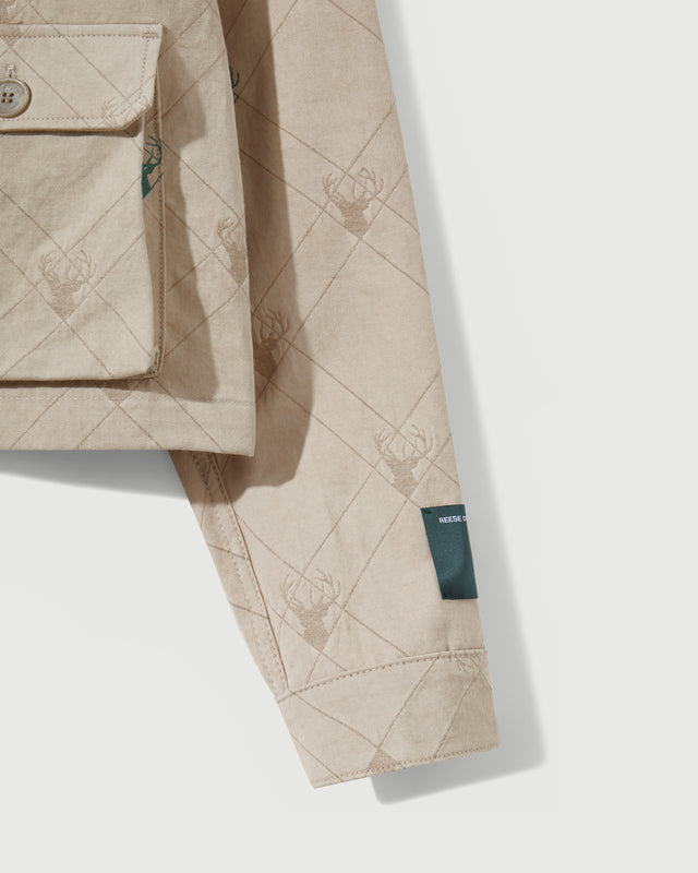 Reese Cooper RCI Reserve: Cargo Jacket In Tan Deer Cotton Jacquard