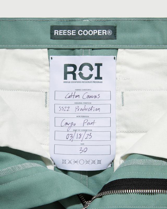 Reese Cooper RCI Reserve: Cargo Pant In Green Cotton Canvas