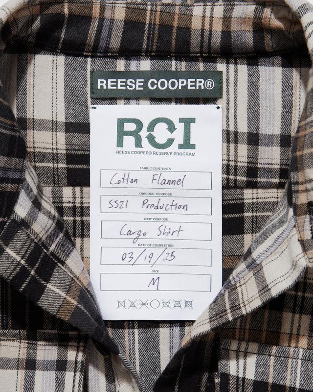 Reese Cooper RCI Reserve: Cargo Shirt In Black Plaid Cotton Flannel