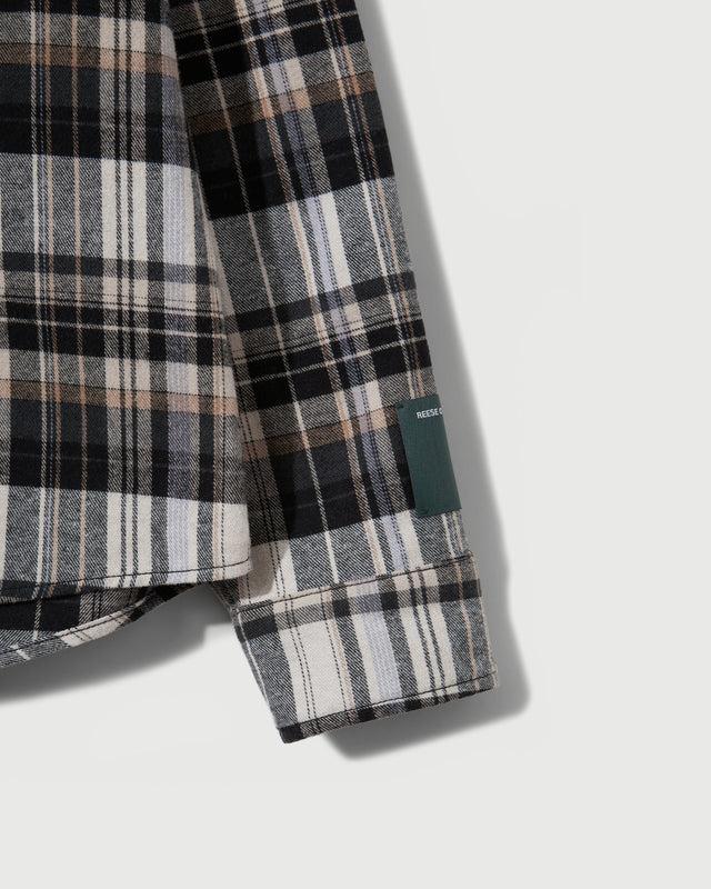 Reese Cooper RCI Reserve: Cargo Shirt In Black Plaid Cotton Flannel