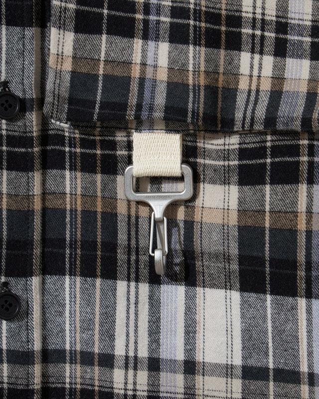 Reese Cooper RCI Reserve: Cargo Shirt In Black Plaid Cotton Flannel