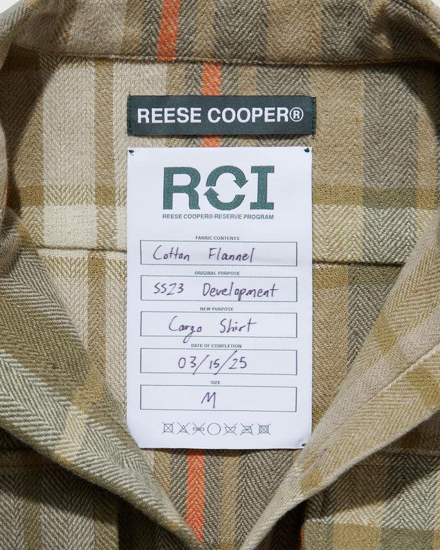 Reese Cooper RCI Reserve: Cargo Shirt In Khaki Park Plaid Cotton Flannel
