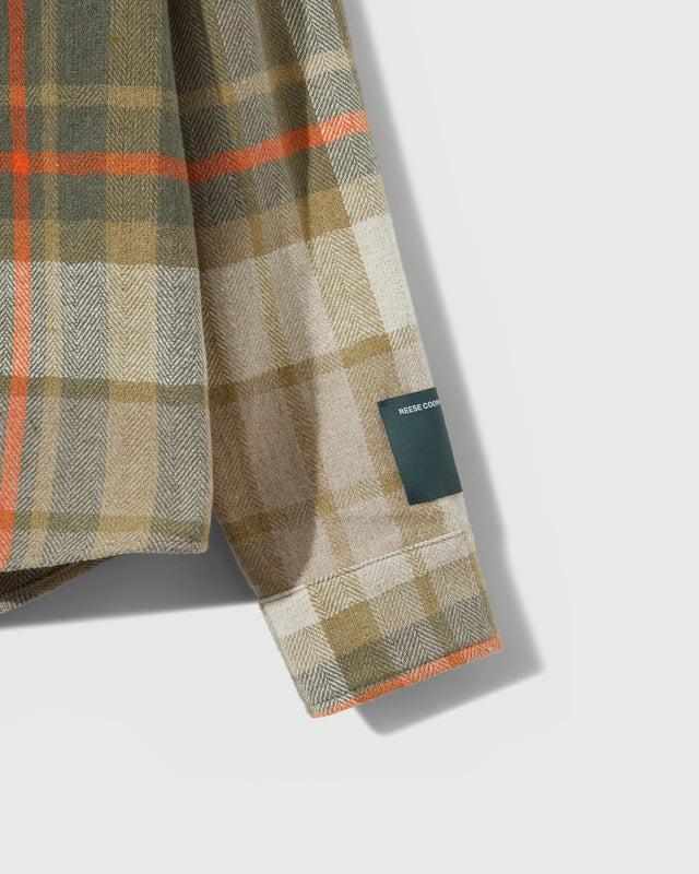 Reese Cooper RCI Reserve: Cargo Shirt In Khaki Park Plaid Cotton Flannel
