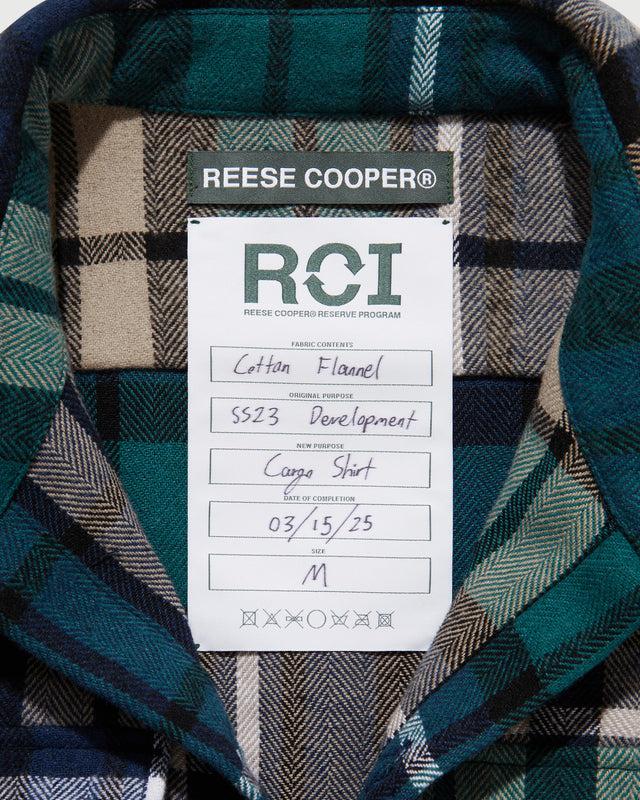 Reese Cooper RCI Reserve: Cargo Shirt In Navy Park Plaid Cotton Flannel