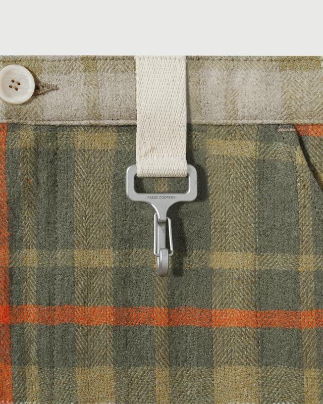 Reese Cooper RCI Reserve: Cargo Short In Khaki Park Plaid Cotton Flannel