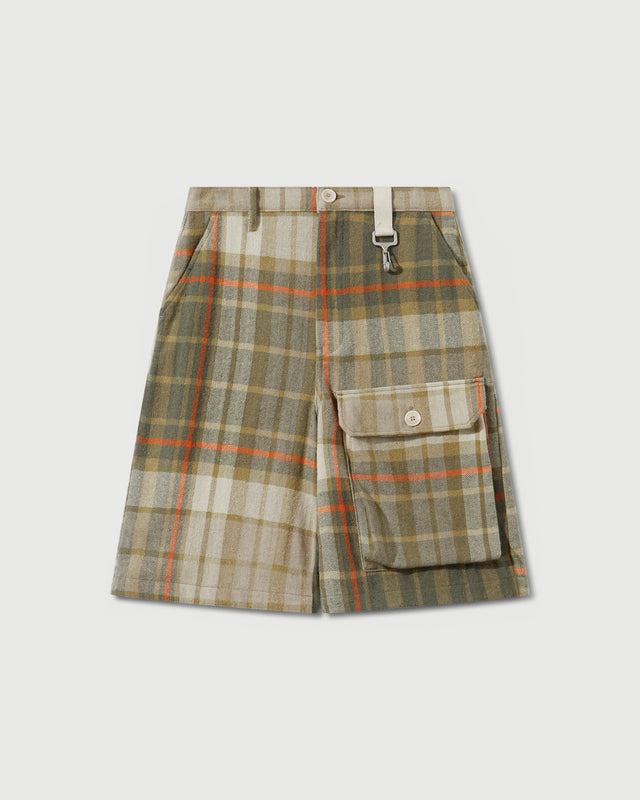 reese cooper RCI Reserve: Cargo Short in Khaki Park Plaid Cotton Flannel