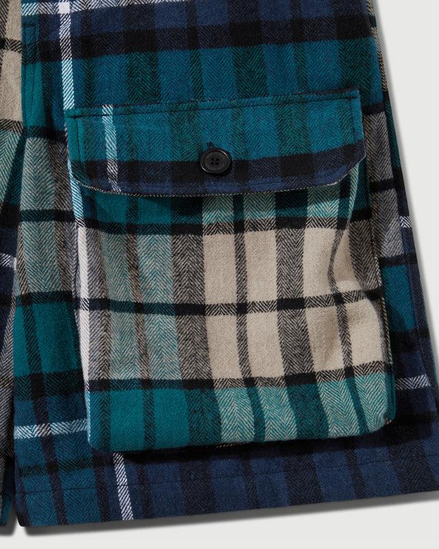 Reese Cooper RCI Reserve: Cargo Short In Navy Park Plaid Cotton Flannel