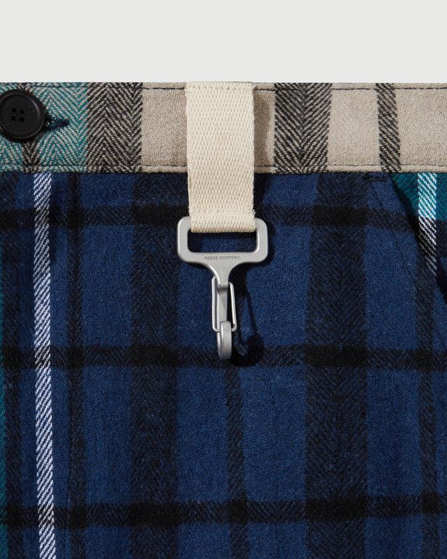 Reese Cooper RCI Reserve: Cargo Short In Navy Park Plaid Cotton Flannel