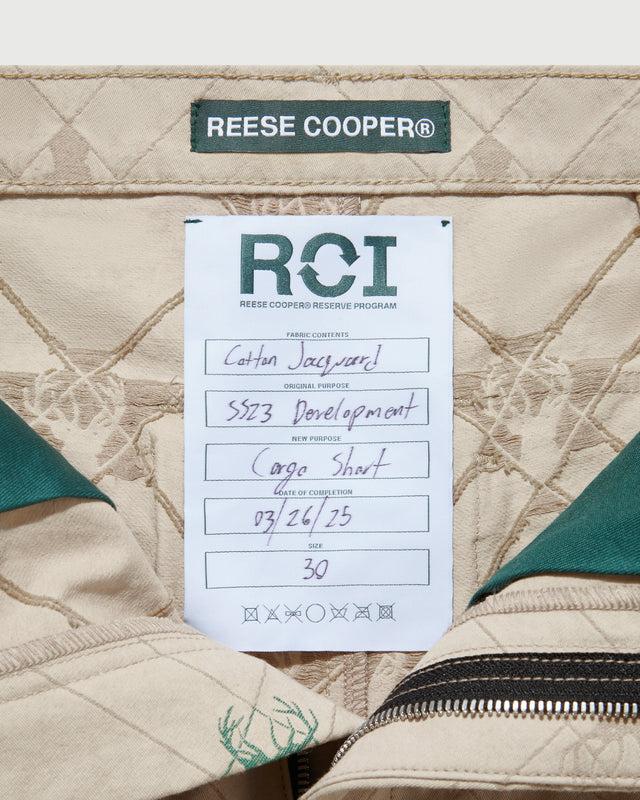 Reese Cooper RCI Reserve: Cargo Short In Tan Deer Cotton Jacquard