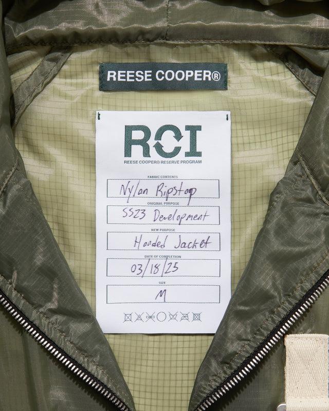Reese Cooper RCI Reserve: Hooded Jacket In Green Nylon Ripstop