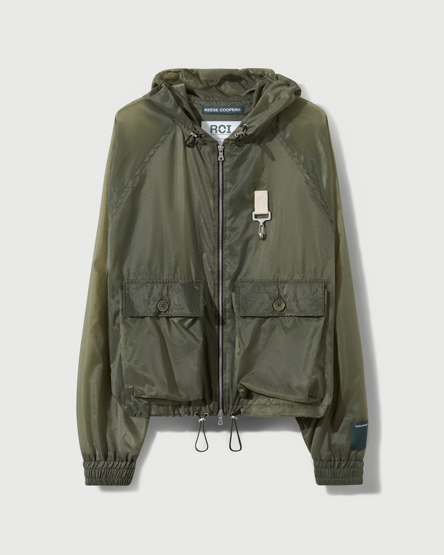 reese cooper RCI Reserve: Hooded Jacket in Green Nylon Ripstop