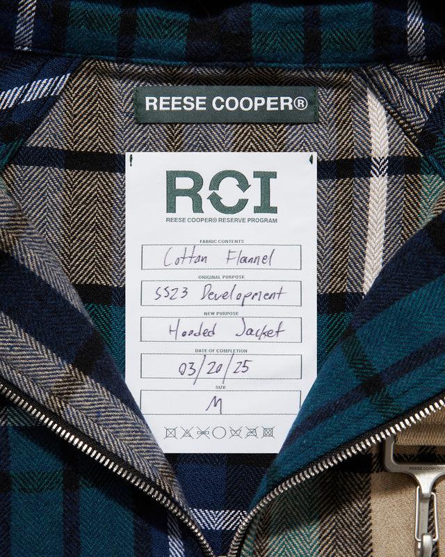 Reese Cooper RCI Reserve: Hooded Jacket In Navy Park Plaid Cotton Flannel