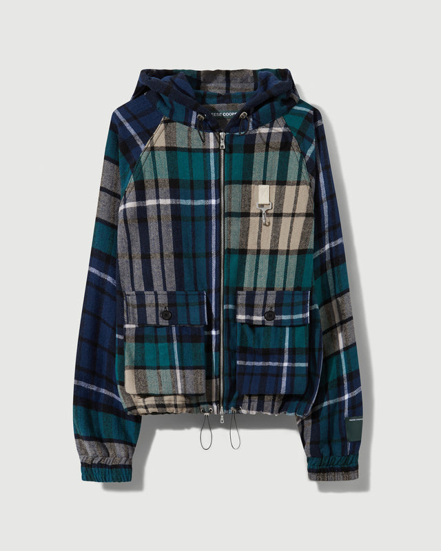 reese cooper RCI Reserve: Hooded Jacket in Navy Park Plaid Cotton Flannel