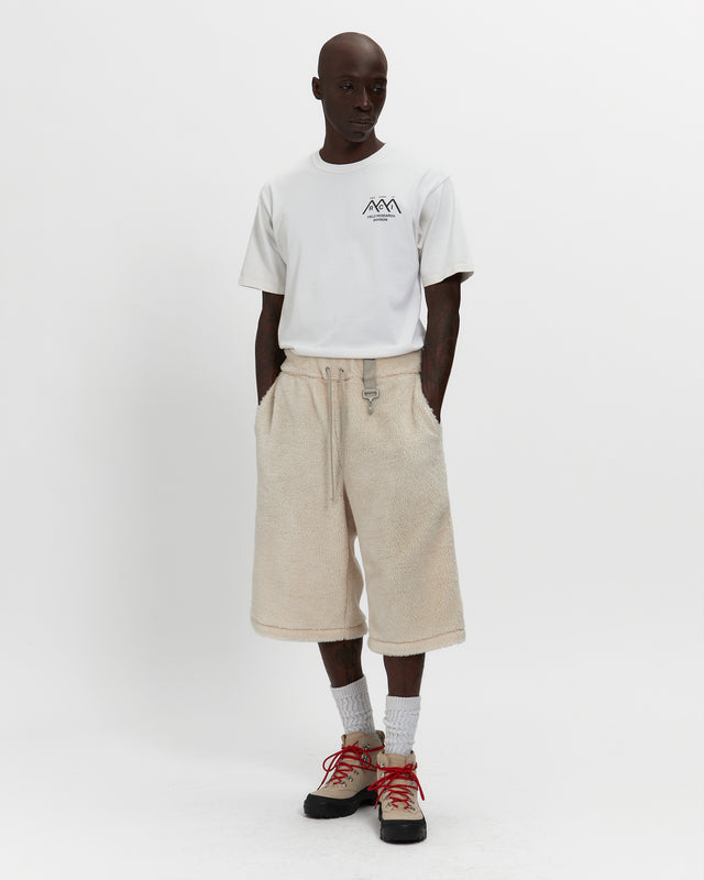 Reese Cooper Sherpa Fleece Wide Leg Short In Cream