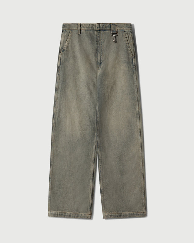 Reese Cooper Washed Denim Concealed Button Straight Leg Jean
