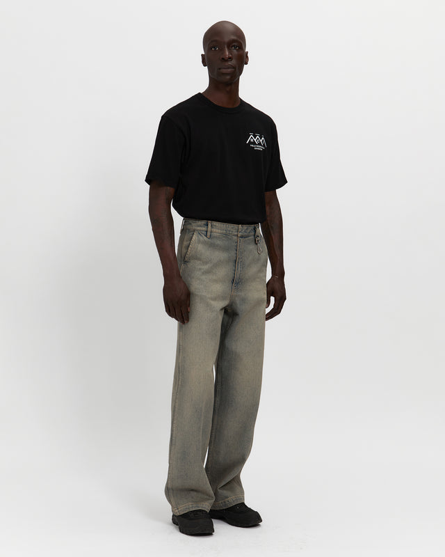 Reese Cooper Washed Denim Concealed Button Straight Leg Jean