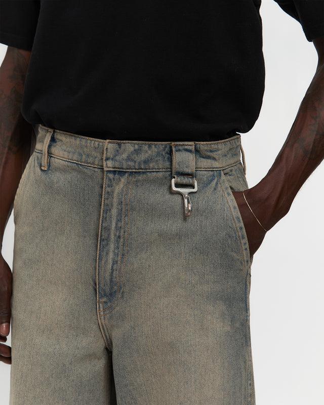 Reese Cooper Washed Denim Concealed Button Straight Leg Jean