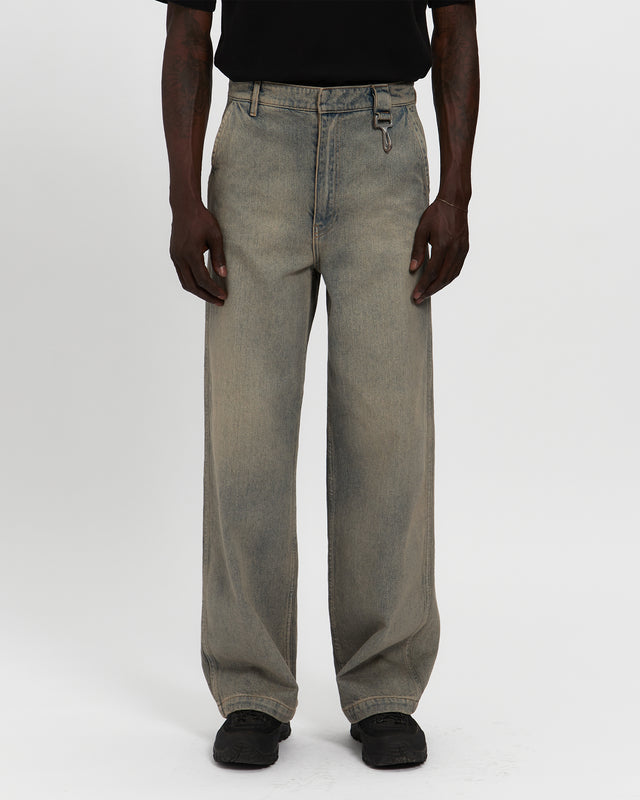 reese cooper Washed Denim Concealed Button Straight Leg Jean