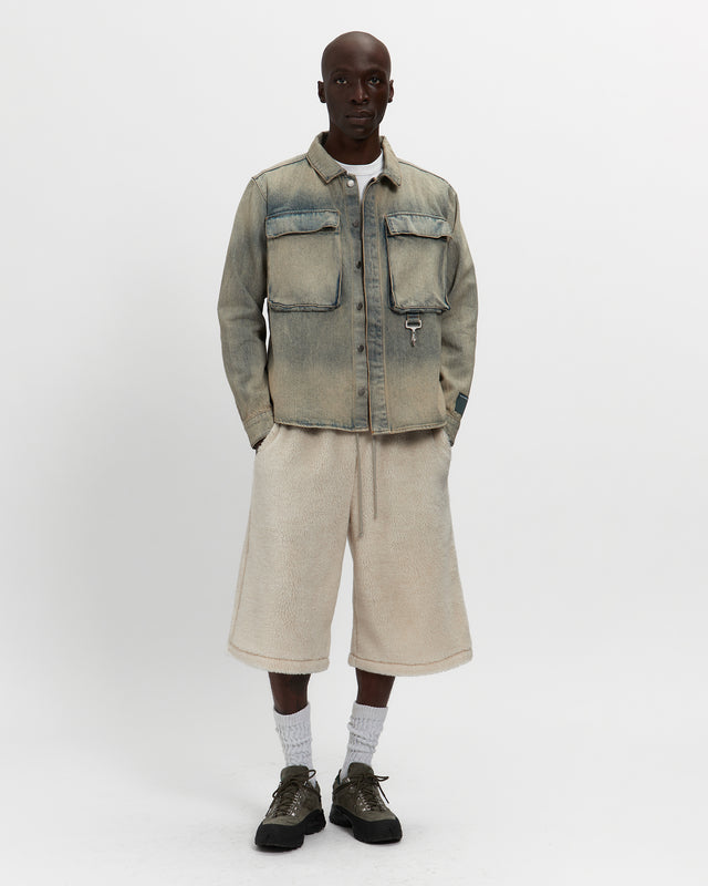 Reese Cooper Washed Denim Concealed Button Work Shirt