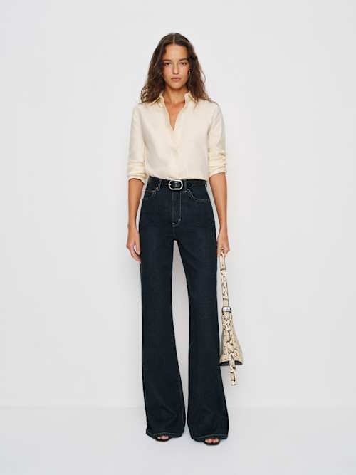 reformation Cary High Rise Slouchy Wide Leg Jeans Ondine