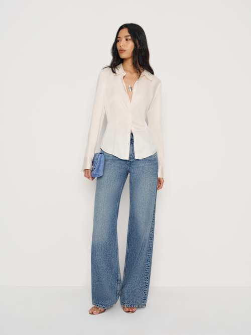 reformation Cary Low Rise Slouchy Wide Leg Jeans Colorado