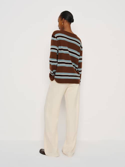 reformation Cashmere Boyfriend Sweater Chocolate Cake Multi Stripe