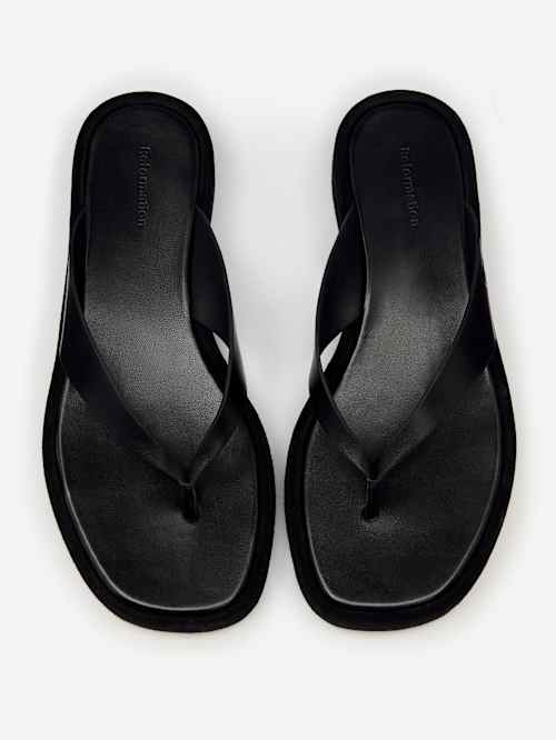 Reformation Eden Platform Thong Black Suede Leather