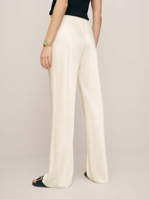 Reformation Gale Satin Mid Rise Bias Pant Fior Di Latte