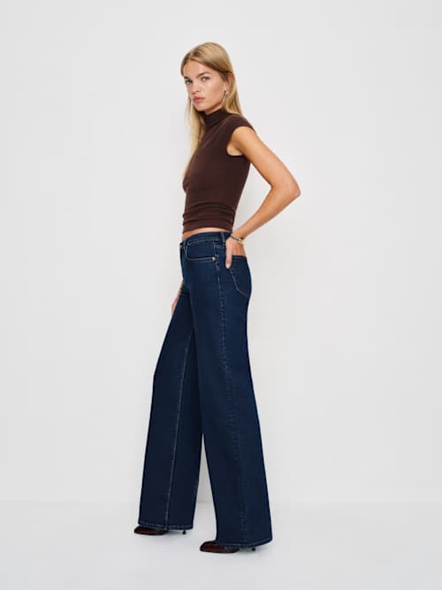 Reformation Greta Super Stretch Low Rise Wide Leg Jeans