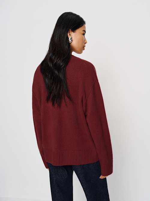 Reformation Jadey Cashmere Oversized V-neck Sweater Chianti