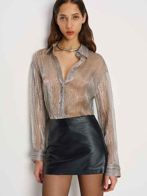 Reformation Andy Oversized Shirt Silver