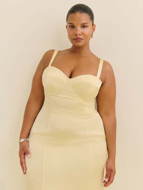 Reformation Britney Satin Dress Es