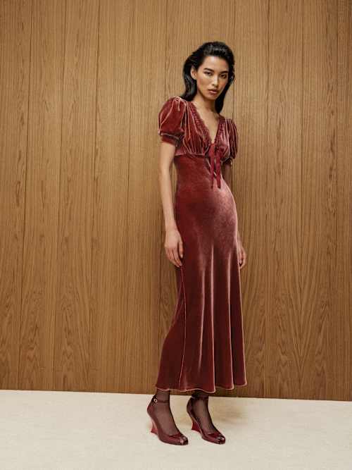 Reformation Camille Velvet Dress
