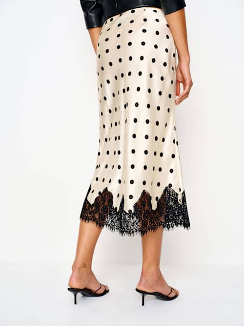 Reformation Carolina Silk Skirt Sundae Dot
