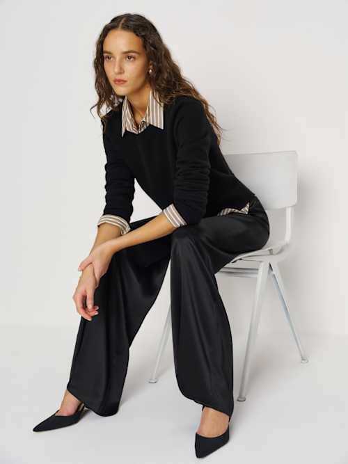 Reformation Celine Low Rise Silk Wide Leg Pant