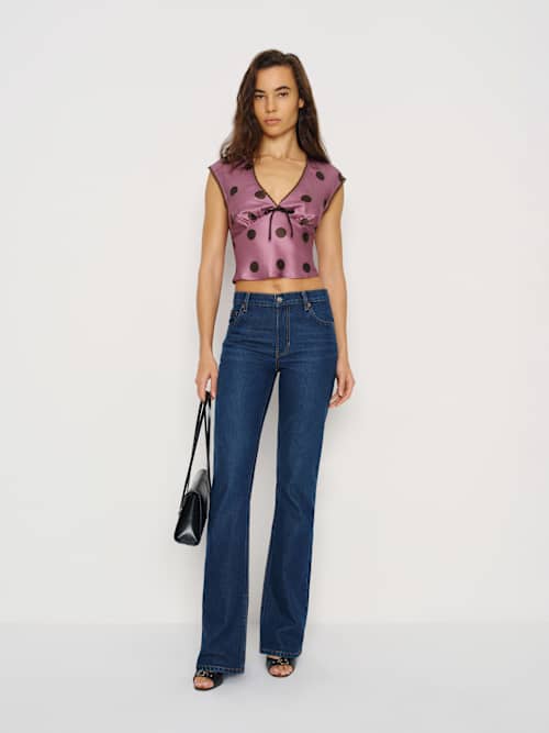 reformation Cherry Silk Top
