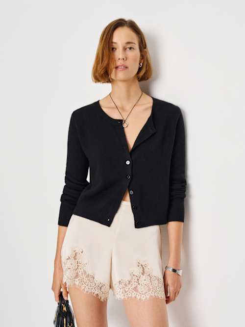 Reformation Clara Cashmere Crew Cardigan Black