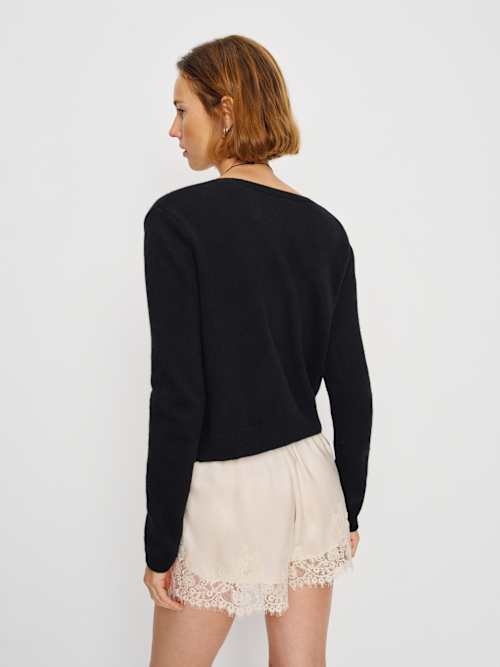 Reformation Clara Cashmere Crew Cardigan Black
