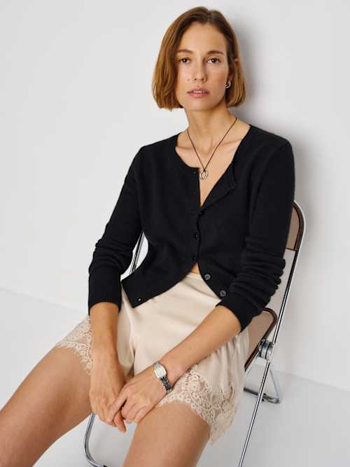 Reformation Clara Cashmere Crew Cardigan Black