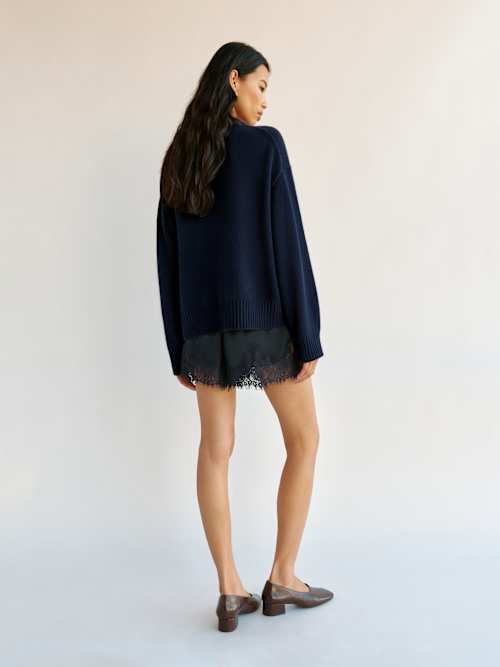 Reformation Cove Cashmere Oversized Crew Navy