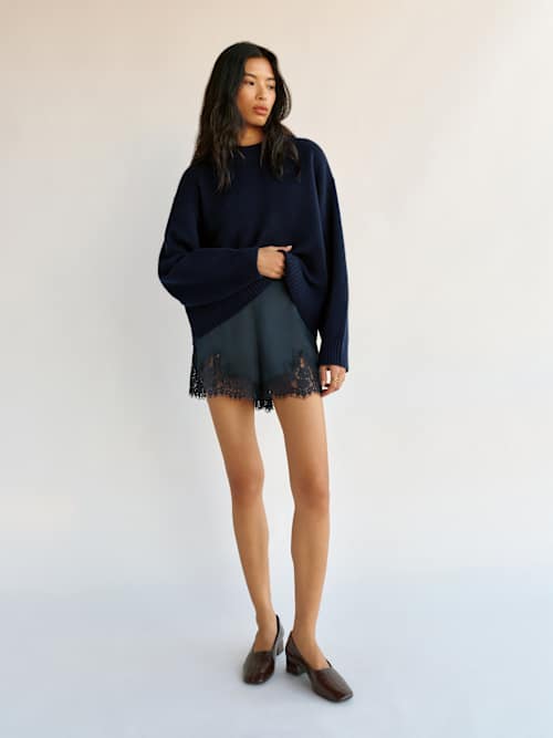 reformation Cove Cashmere Oversized Crew Navy