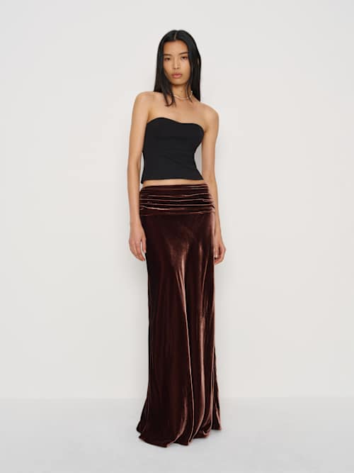 reformation Evie Velvet Skirt