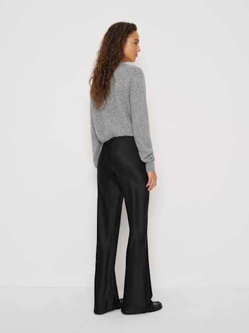 Reformation Gale Satin Mid Rise Bias Pant Black