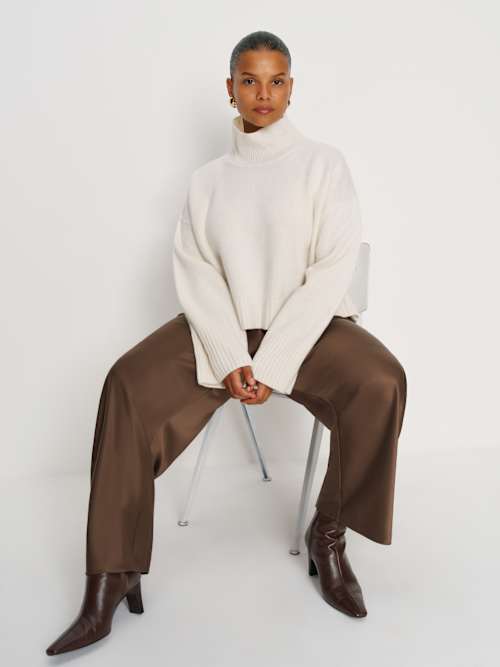 Reformation Gale Satin Mid Rise Bias Pant Es