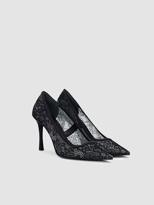 Reformation Joelle Heeled Pump Black Lace