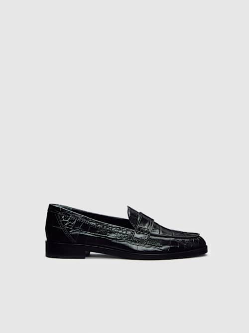 Reformation Kaylee Loafer Black Croc