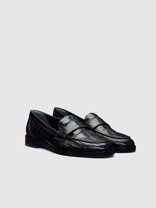 Reformation Kaylee Loafer Black Croc