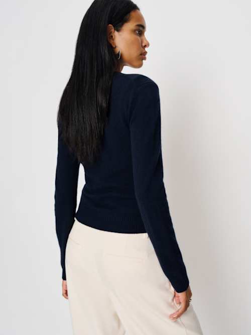 Reformation Lian Cashmere Crew Sweater Navy